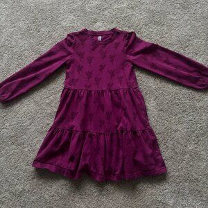 Girls' Burgundy Long Sleeve Dress